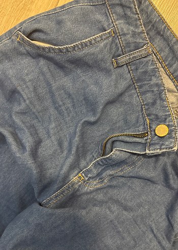 Parlak Mavi Bol Kesim Midi Kot Pantolon - Görsel 7