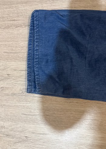 Parlak Mavi Bol Kesim Midi Kot Pantolon - Görsel 5