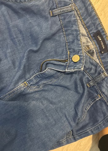 Parlak Mavi Bol Kesim Midi Kot Pantolon - Görsel 6