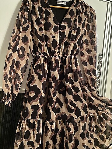 40 Beden Leoparlı elbise