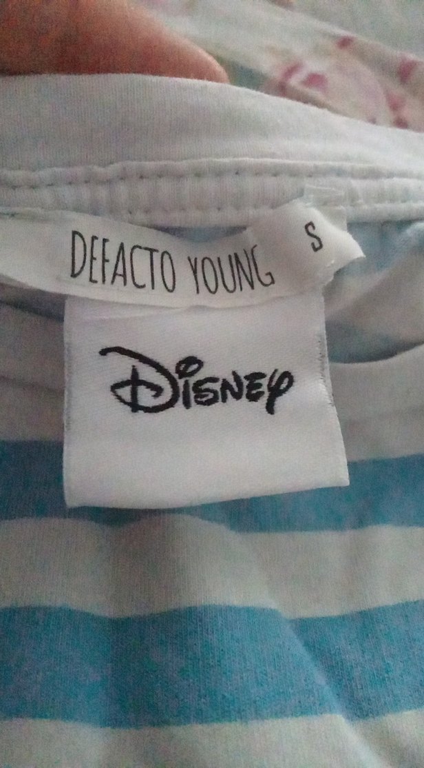 Kız Çocuk Mavi Çizgili Kısa Kollu Tişört - Görsel 3