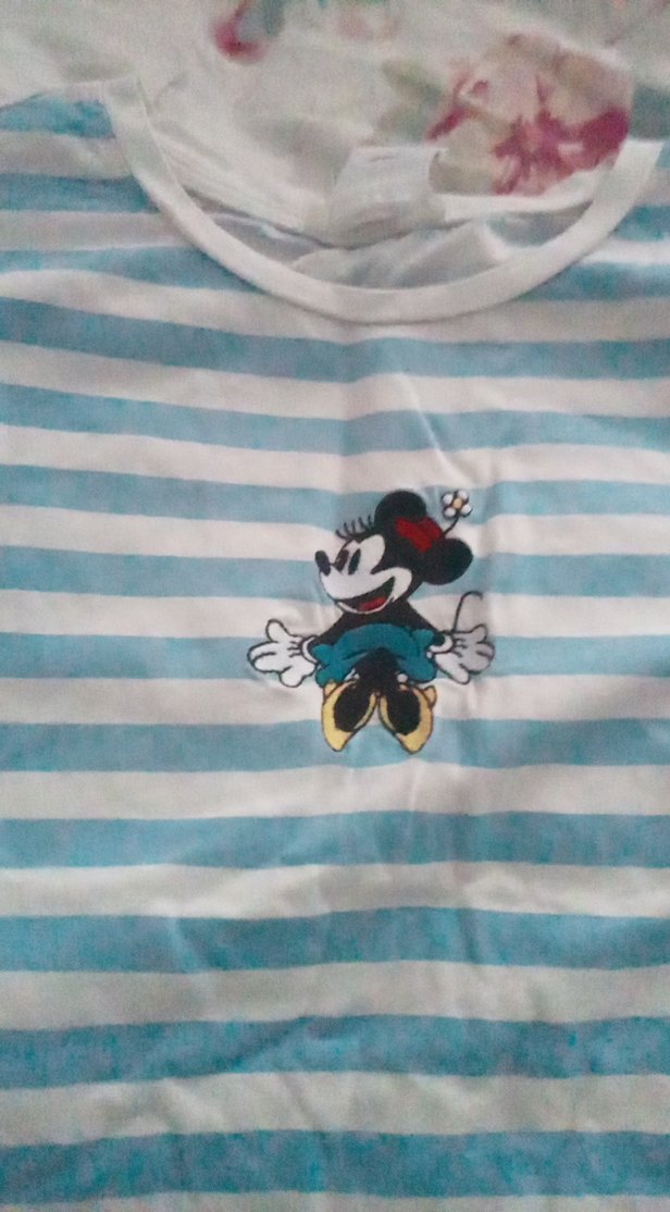 Kız Çocuk Mavi Çizgili Kısa Kollu Tişört - Görsel 2