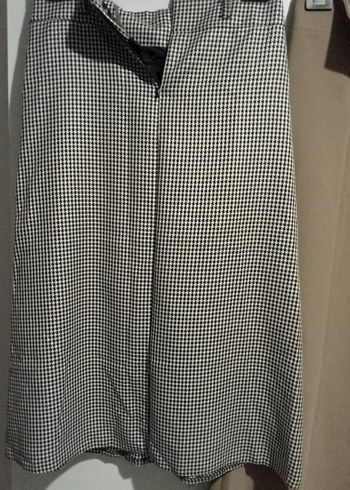 Gri Kareli Pilili Uzun Etek - Görsel 2