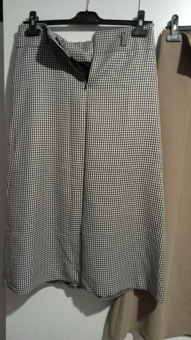 Gri Kareli Pilili Uzun Etek - Görsel 2