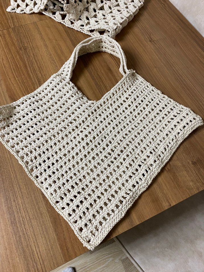 Bej Dantel Detaylı Örgü Kadın Çanta - Görsel 2