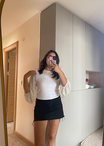 Kadın Beyaz Pamuklu Salaş Bluz - Görsel 3