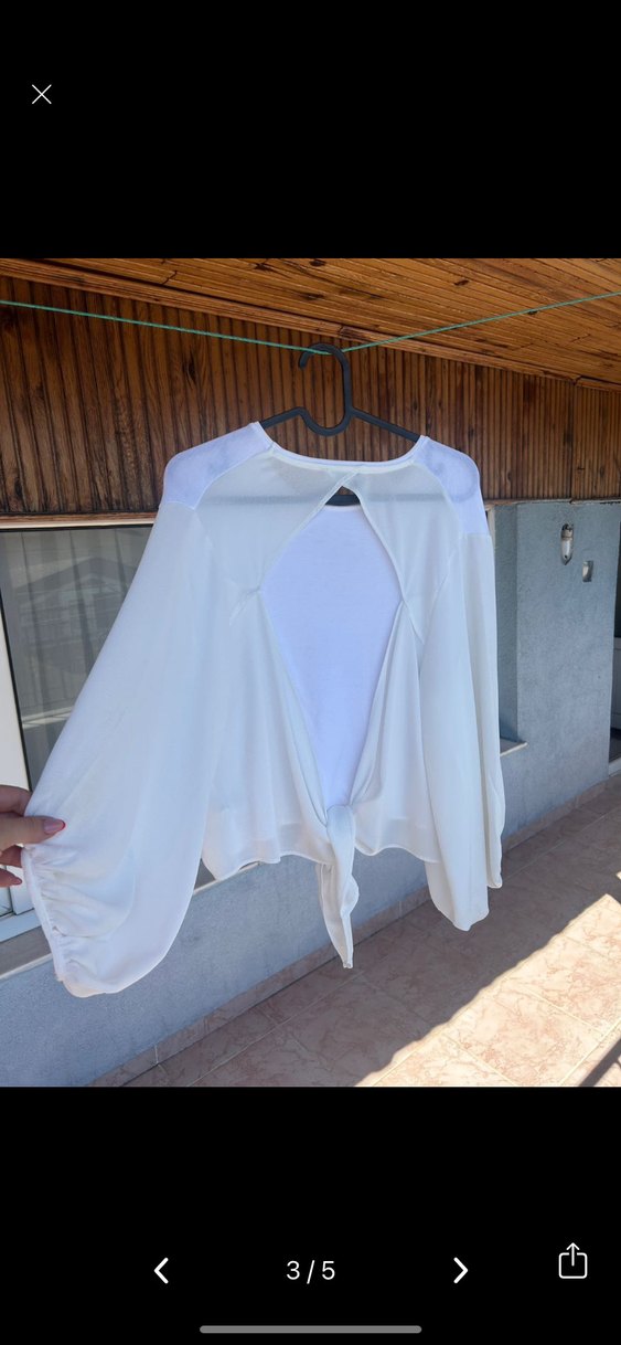 Kadın Beyaz Pamuklu Salaş Bluz - Görsel 2