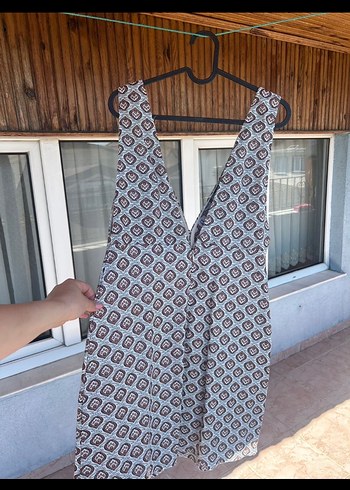 Bohem V Yaka Düğmeli Midi Tulum - Görsel 3