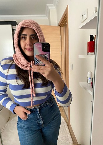 Pembe Örgü kadın Bere - Görsel 5