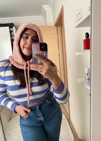 Pembe Örgü kadın Bere - Görsel 3