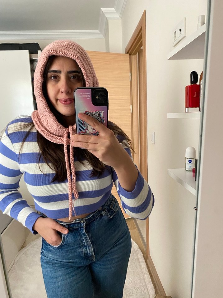 Pembe Örgü kadın Bere - Görsel 5