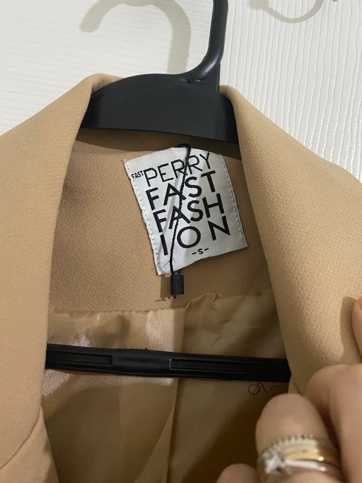 Bej Midi Boy Düğmeli Kadın Blazer Ceket - Görsel 2