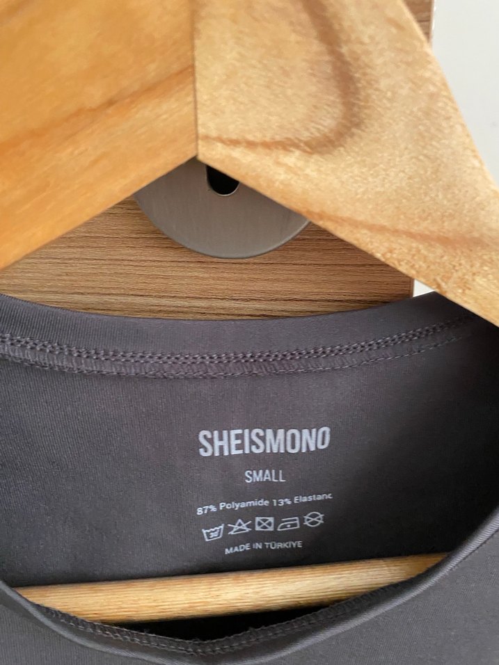 Gri Kadın Kısa Kollu Crop Top - Görsel 2