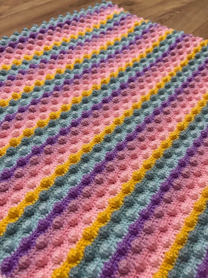 Pastel Renkli Örgü Bebek Battaniyesi - Görsel 2