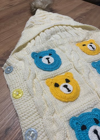 Nakışlı Çok Renkli Örgü Bebek Battaniyesi - Görsel 3