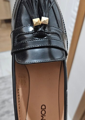 39 Beden Kadın Siyah Deri Casual Tokalı Loafer Ayakkabı