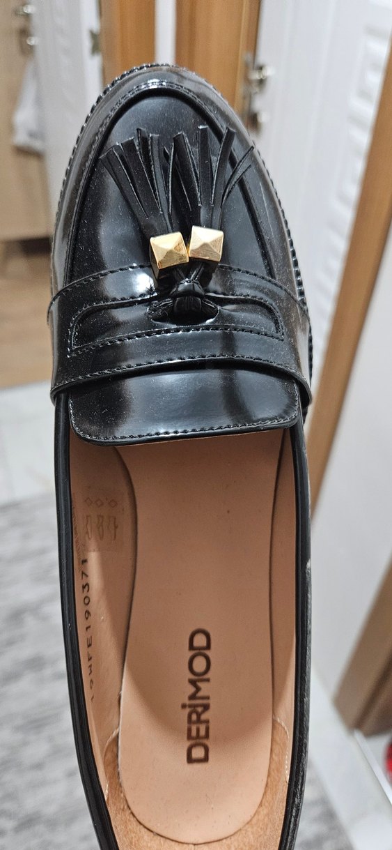 Kadın Siyah Deri Casual Tokalı Loafer Ayakkabı - Görsel 3