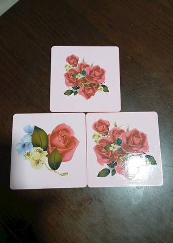 Pembe Pastel Renkli Çiçek Desenli bardak altlığı