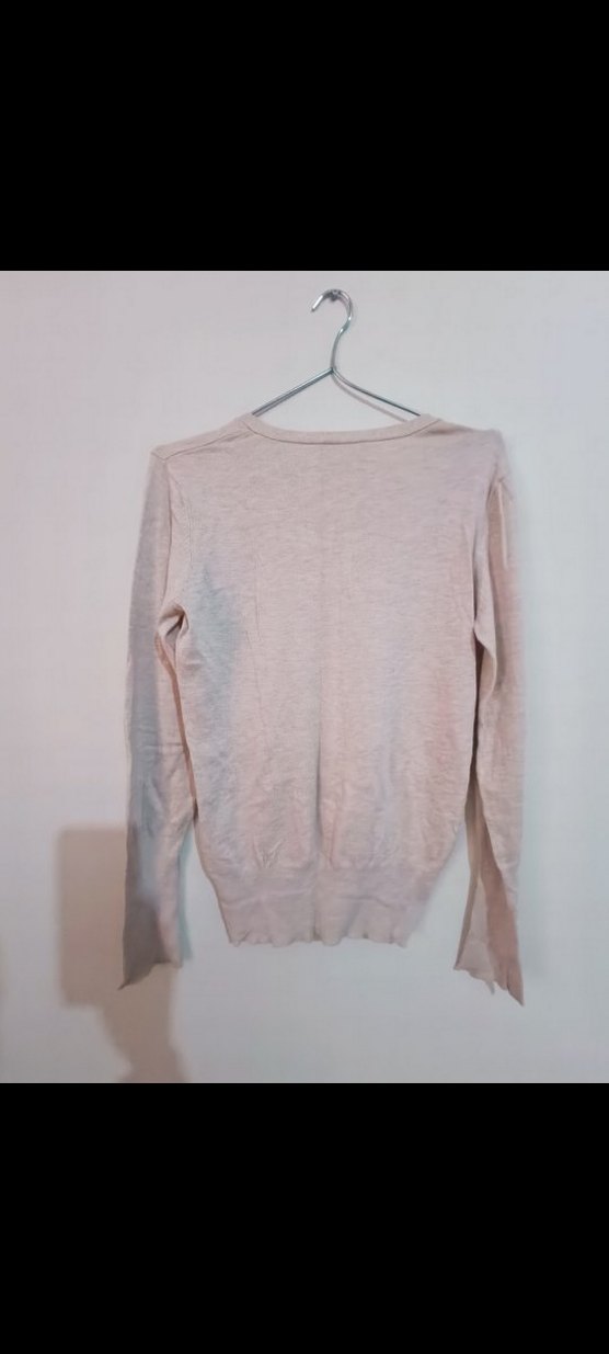 Bej V Yaka Uzun Kollu Kadın Triko - Görsel 5