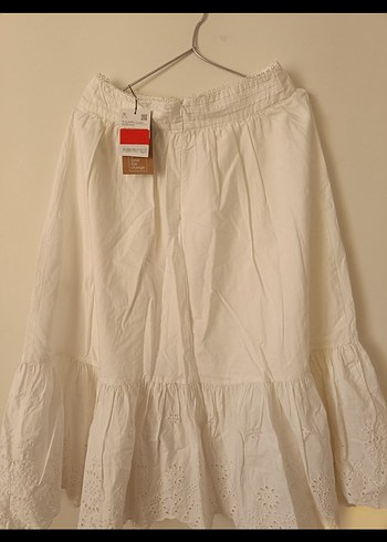 Kadın Beyaz Midi Bohem Fırfırlı Etek - Görsel 2