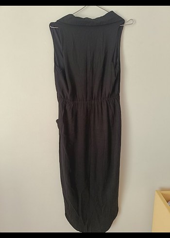 Siyah V Yakalı Midi Kadın Elbise - Görsel 4