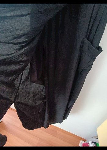 Siyah V Yakalı Midi Kadın Elbise - Görsel 3