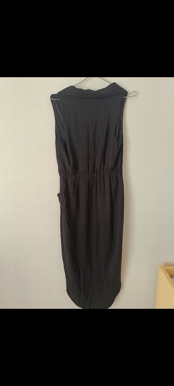 Siyah V Yakalı Midi Kadın Elbise - Görsel 4