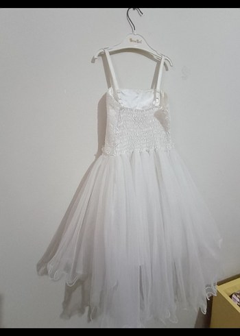 Kız Çocuk Beyaz Dantel Detaylı Elbise - Görsel 4