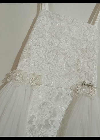 Kız Çocuk Beyaz Dantel Detaylı Elbise - Görsel 3