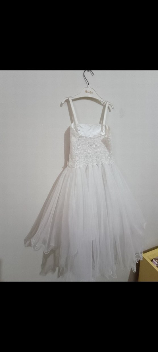 Kız Çocuk Beyaz Dantel Detaylı Elbise - Görsel 4