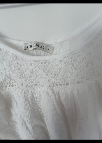 Dantel Detaylı Beyaz Keten Bohem Bluz - Görsel 2