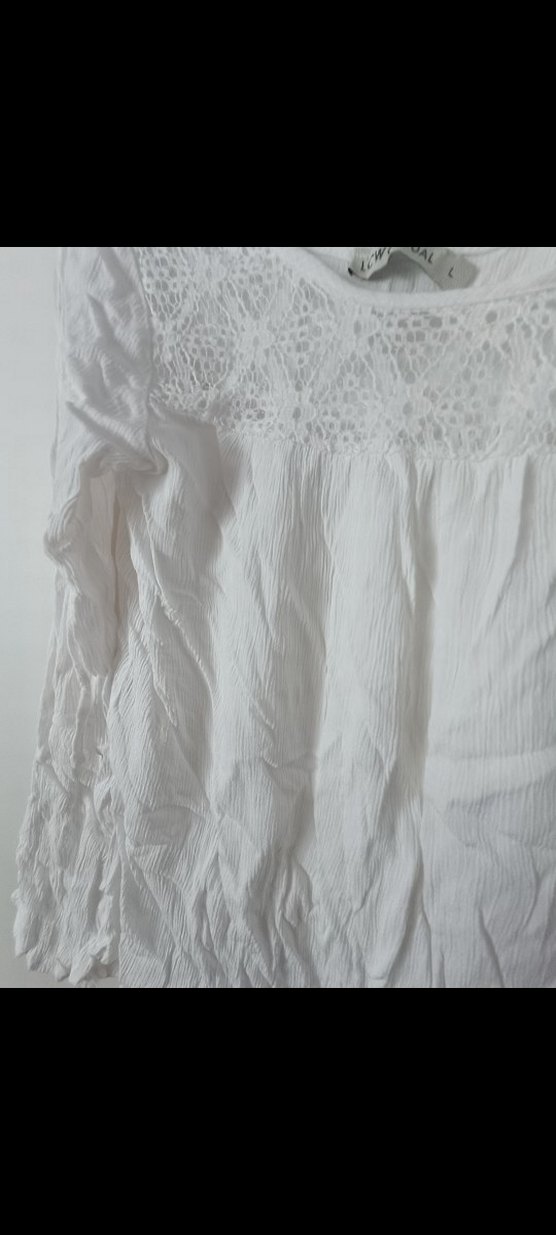 Dantel Detaylı Beyaz Keten Bohem Bluz - Görsel 3