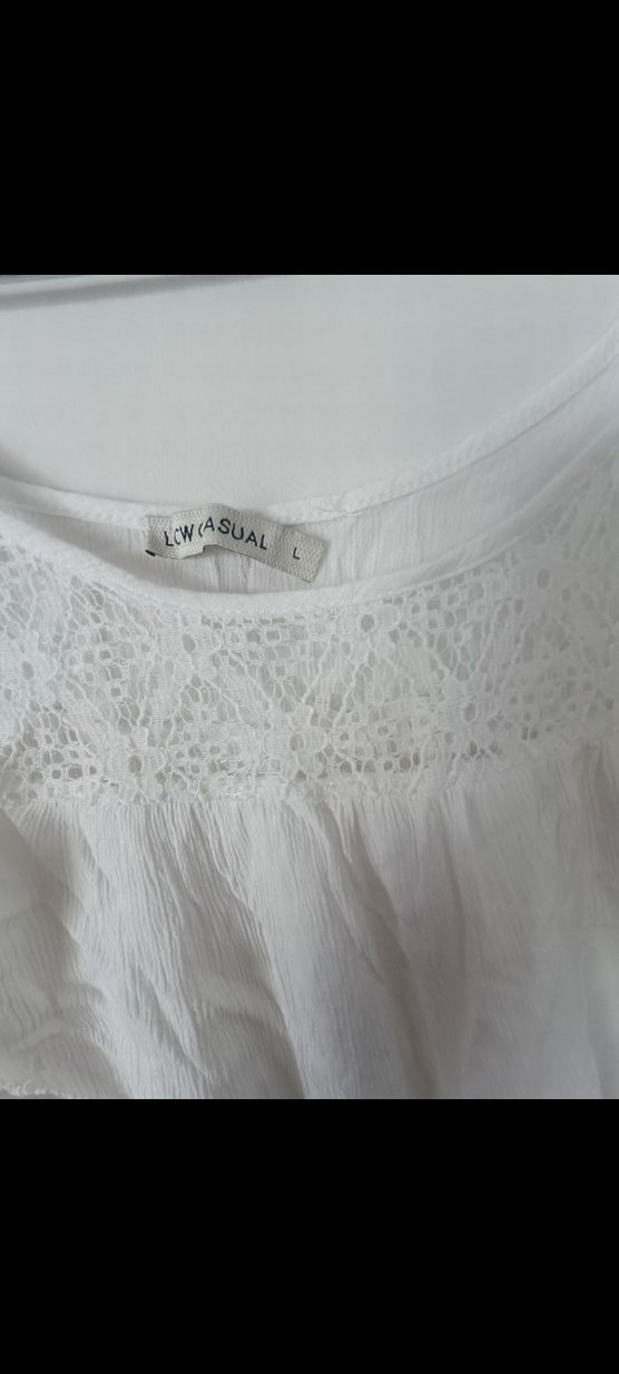 Dantel Detaylı Beyaz Keten Bohem Bluz - Görsel 2