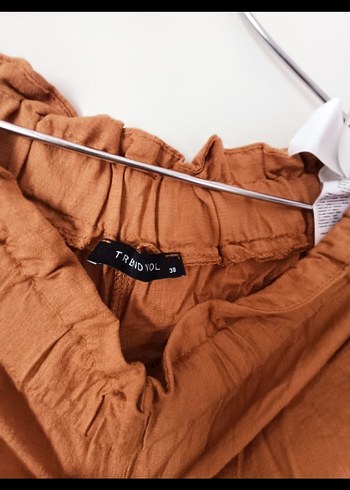 Bej Keten Salaş Mini Şort - Görsel 2