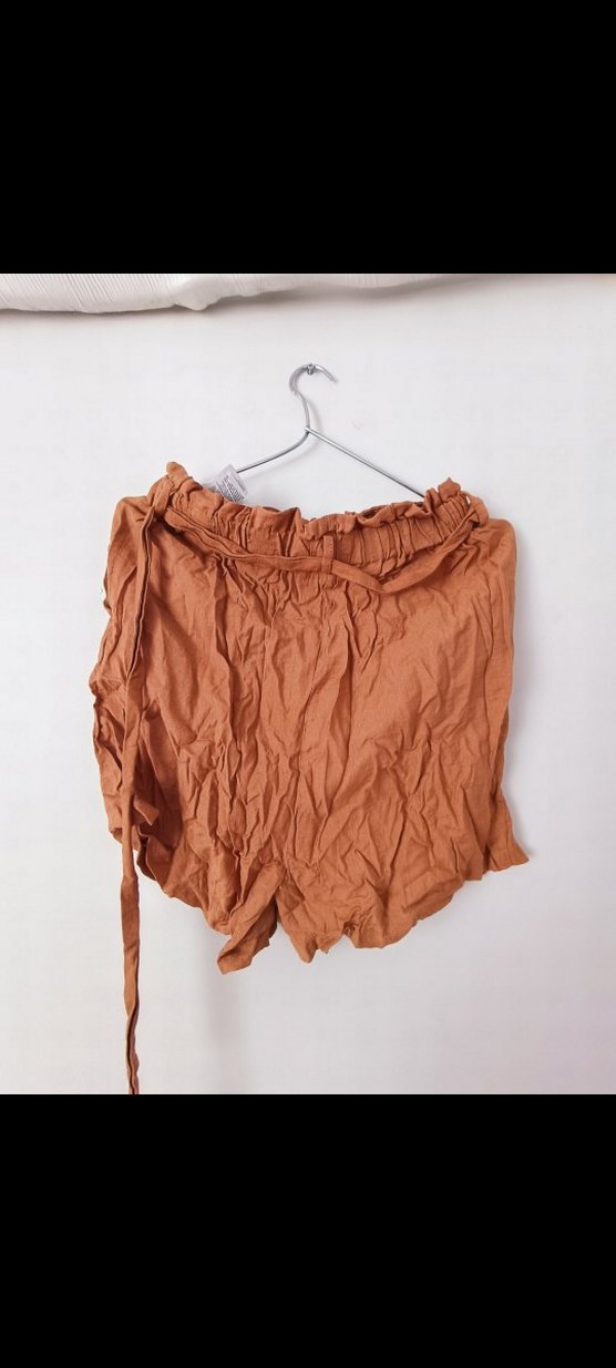 Bej Keten Salaş Mini Şort - Görsel 3