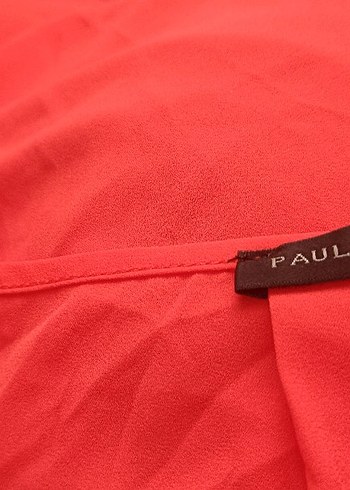 Kısa Kollu Kırmızı Keten Kadın Bluz - Görsel 5