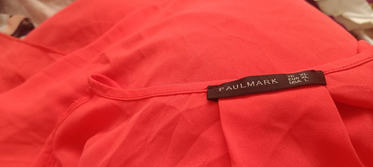 Kısa Kollu Kırmızı Keten Kadın Bluz - Görsel 5