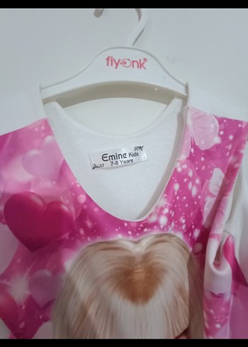 Kız Çocuk Pembe Barbie Desenli Tüllü Elbise - Görsel 5