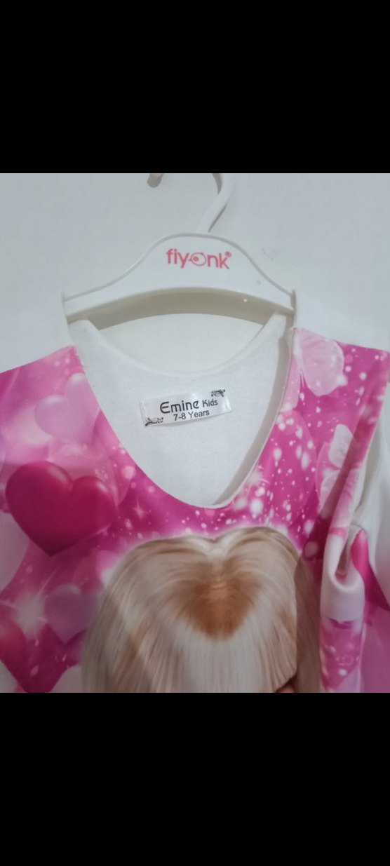 Kız Çocuk Pembe Barbie Desenli Tüllü Elbise - Görsel 5