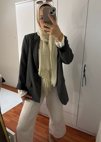 LC Waikiki Sikligin Simgesi Gri Oversize Blazer