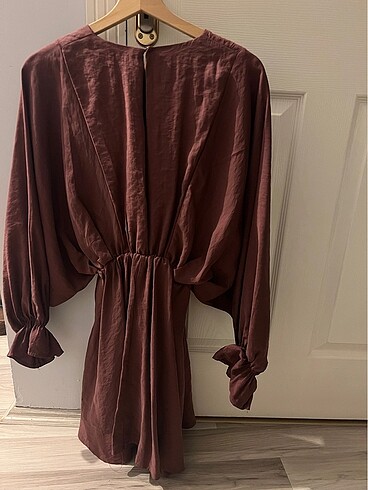 s Beden bordo Renk Tencel kumaş elbise