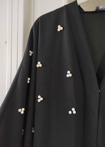 36 Beden siyah Renk İncili Abaya