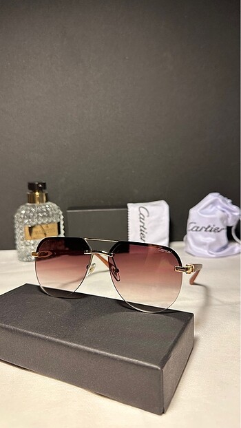 Cartier kahve gold güneş gözlüğü