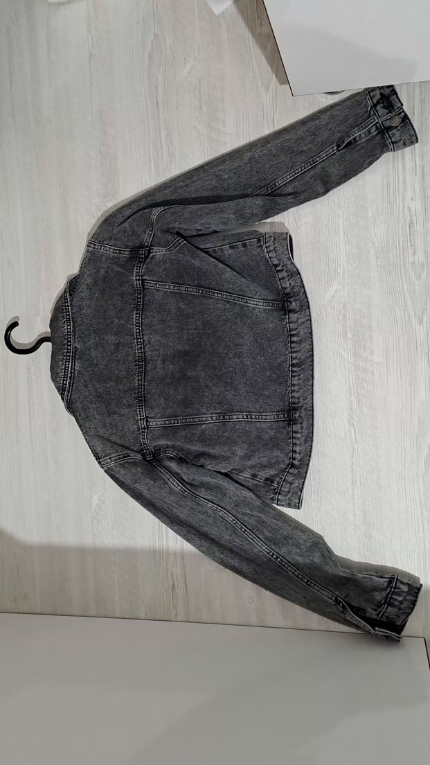 Gri Mini Denim Ceket - Görsel 2