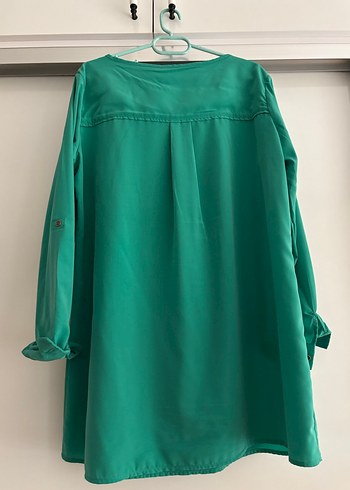 Yeşil Saten Midi Kadın Tunik - Görsel 2