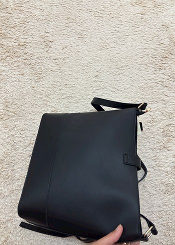 Siyah Deri Tokalı Kadın Çanta - Görsel 3