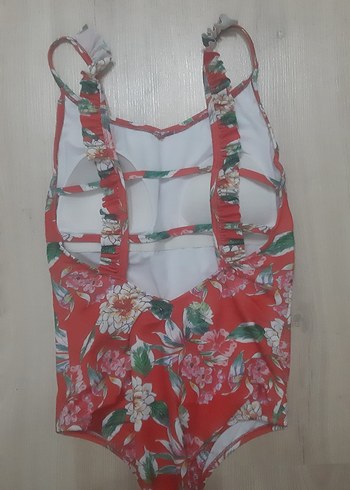 Suwen Çiçek Desenli Kırmızı Mayo - Görsel 2