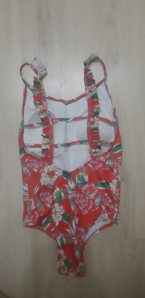 Suwen Çiçek Desenli Kırmızı Mayo - Görsel 2