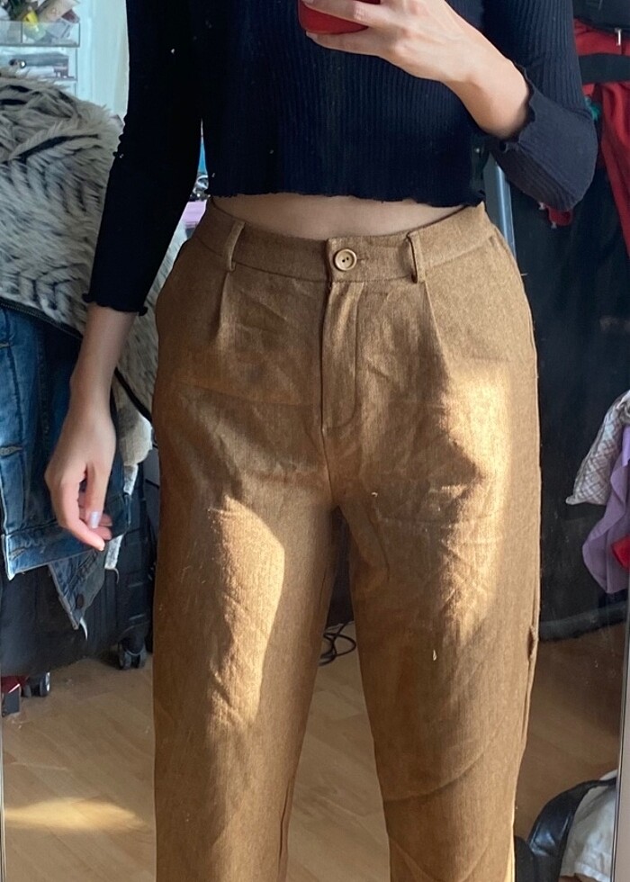 Hardal Rengi Kışlık Kumaş Pantolon - Görsel 3