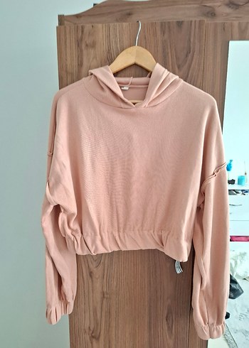 Bej Kadın Kapüşonlu Rahat Kesim Sweatshirt